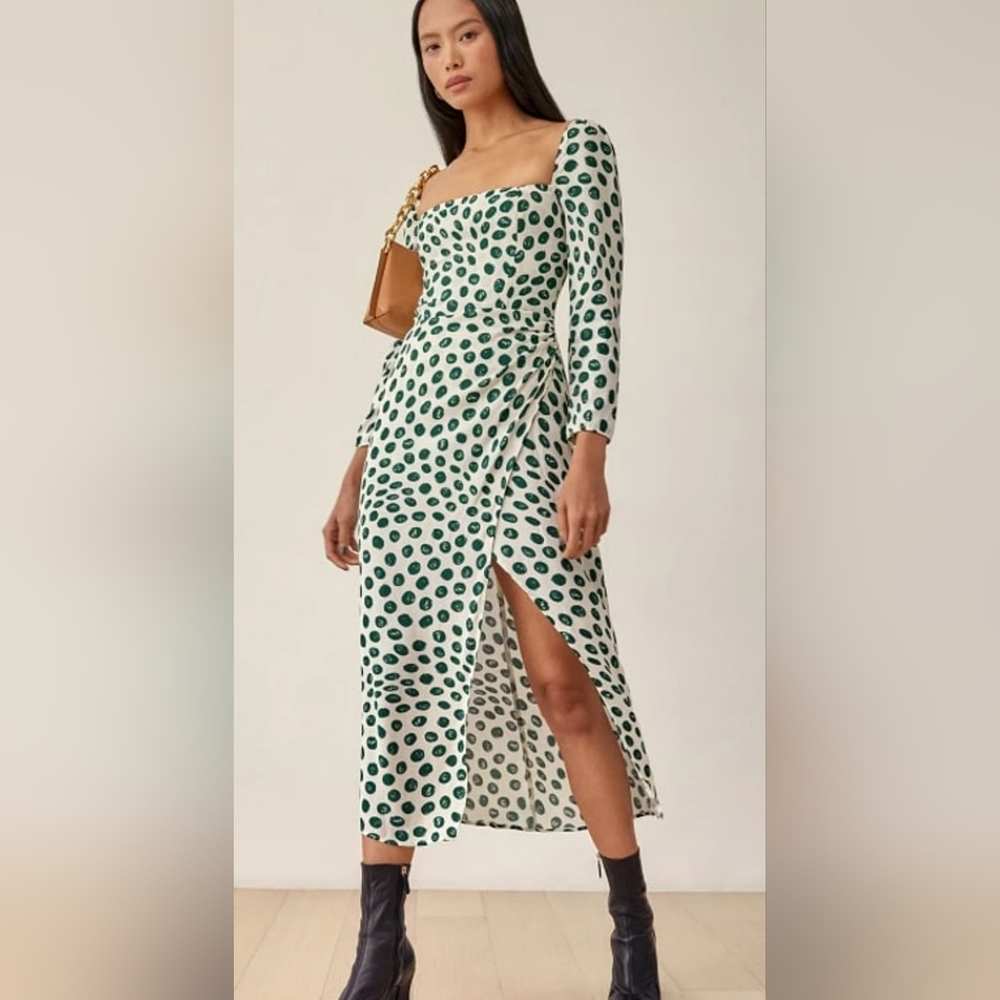 Reformation Hilda spot-print midi dress Size 4